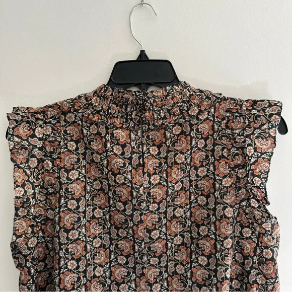 Boden Ruched Detail Metallic Thread Paisley Print Blouse Top Women’s Size 14 US - Picture 7 of 11